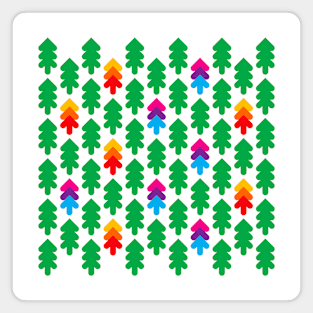 Green and colorful fir trees pattern, version one Magnet